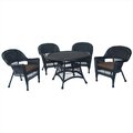Propation 5 Piece Black Wicker Dining Set - Brown Cushions PR331888